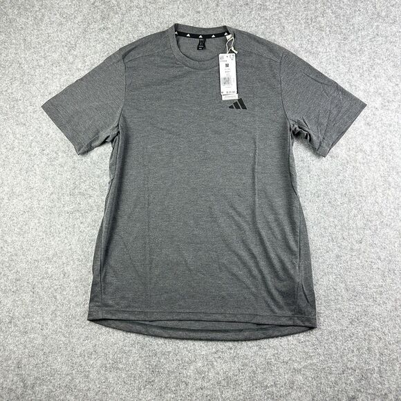 Adidas Shirt Mens M Charcoal Performance Tee Outdoor Active Sports S/S Crew NEW - Picture 1 of 15